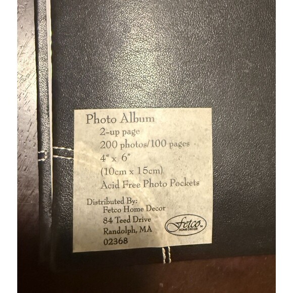 NWT Black Faux Leather White Stitching Pocket Photo Album Notes Spaces Fetco - Picture 6 of 6